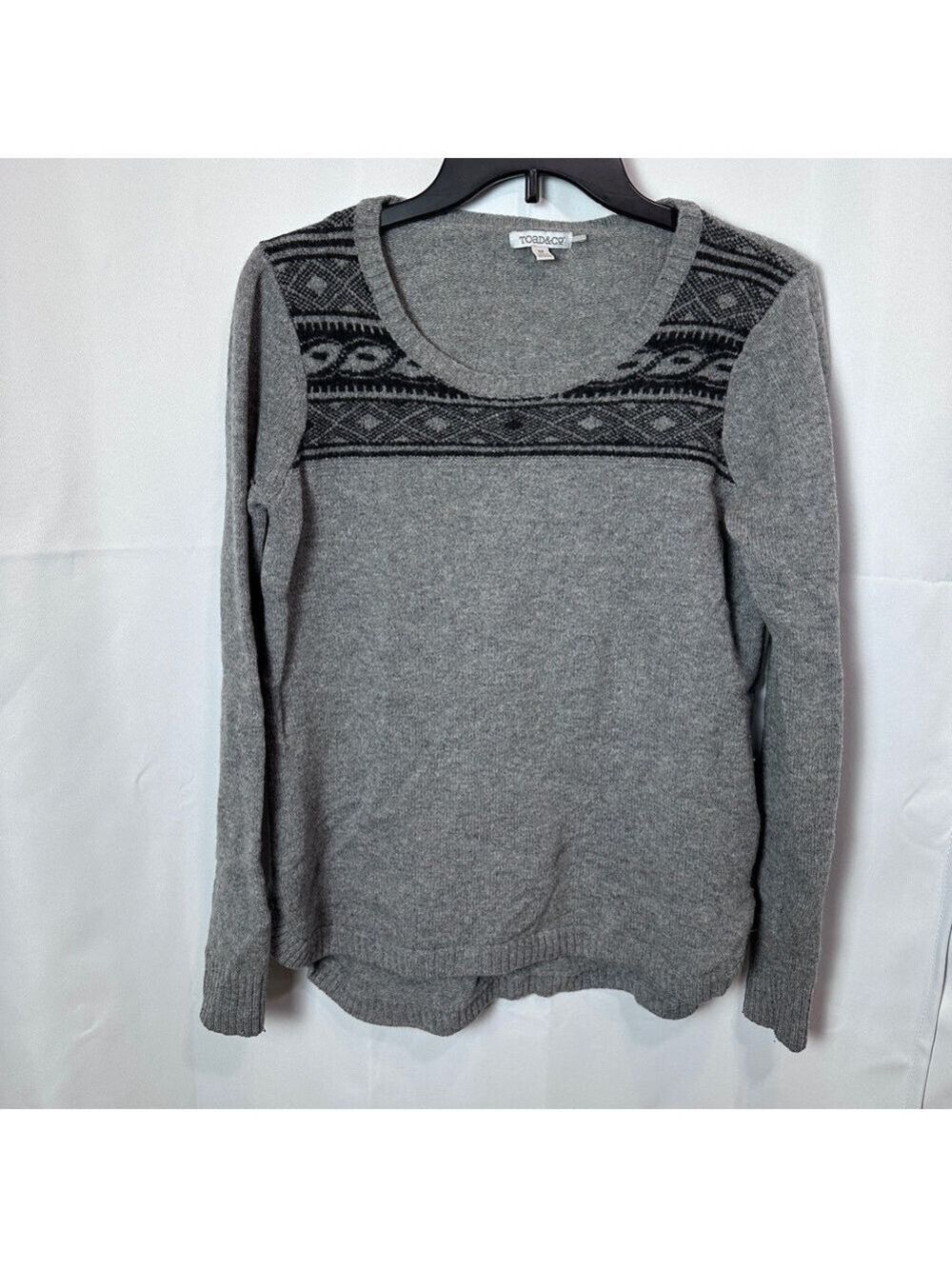 Toad&Co Gray and Black Aleutia Crew Lambswool Sweater - Size M